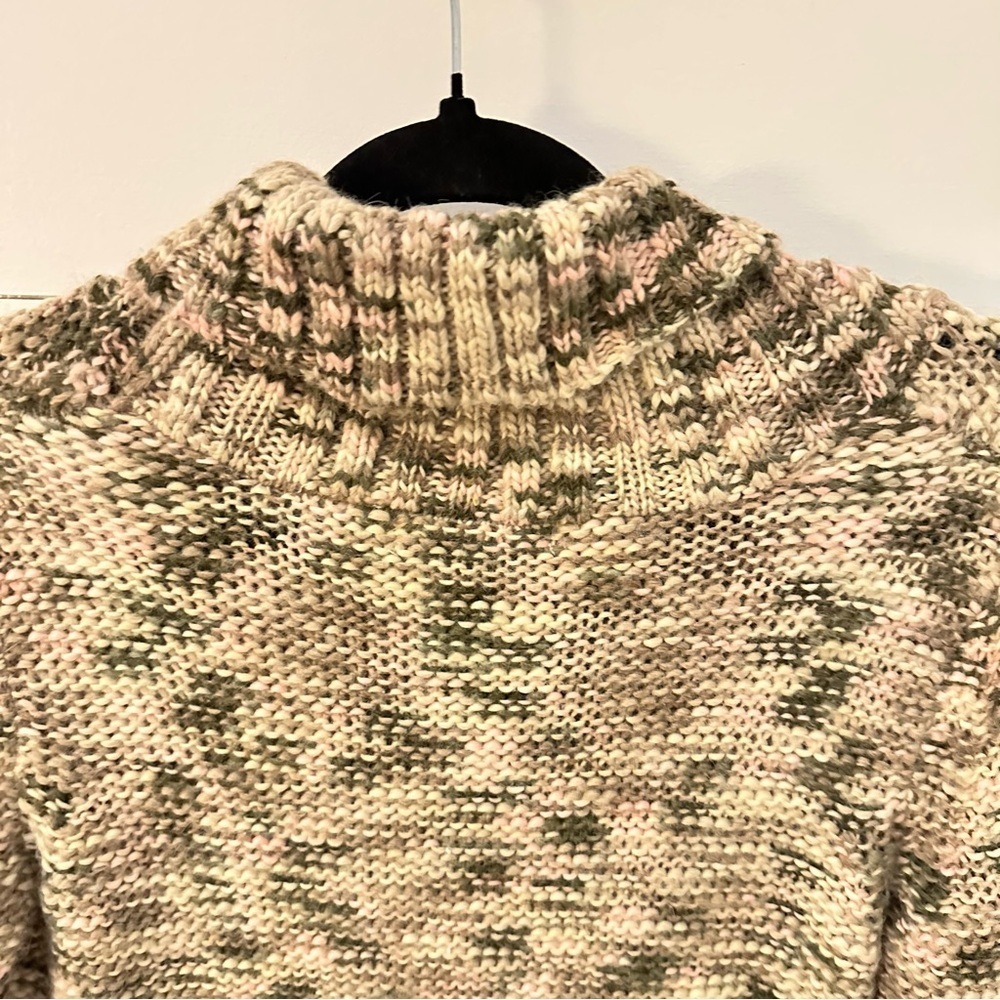 Y2K VTG LIZ CLAIBORNE M Multicolor crew exaggerated collar woman sweater boho - Picture 11 of 12